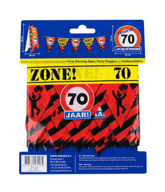 Afzetlint 70 Jaar 12m van Paper Dreams koop je bij Partywinkel