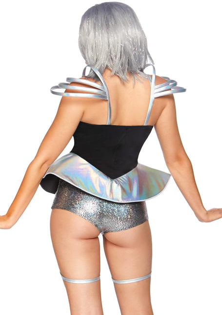 Astronauten Pak Zwart Zilver Dames Bodysuit Leg Avenue van Leg Avenue koop je bij Partywinkel