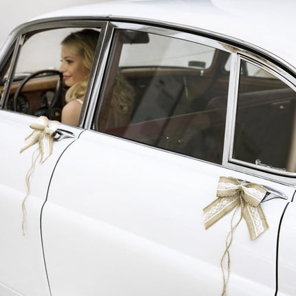 Auto Decoratie Set Bruiloft Strikjes van Partydeco koop je bij Partywinkel