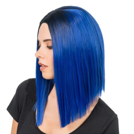 Aya Pruik Blauw Zwart 40cm van CHAKS koop je bij Partywinkel