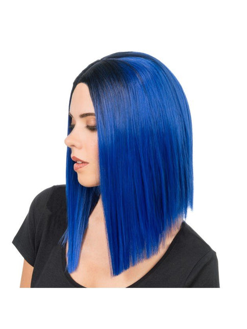 Aya Pruik Blauw Zwart 40cm van CHAKS koop je bij Partywinkel