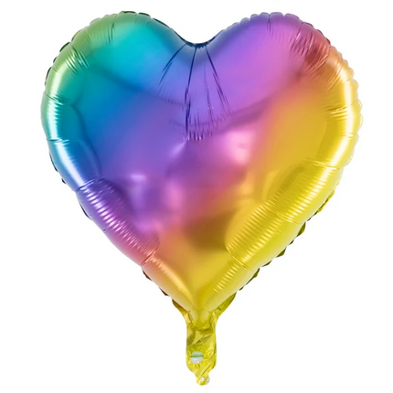 Hart Helium Ballon Regenboog Leeg 45cm