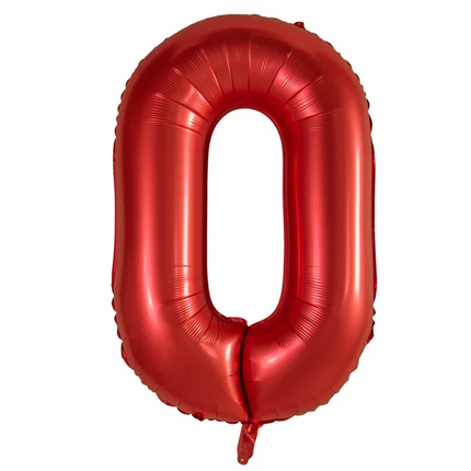 0 Cijfer Ballon Rood 1m