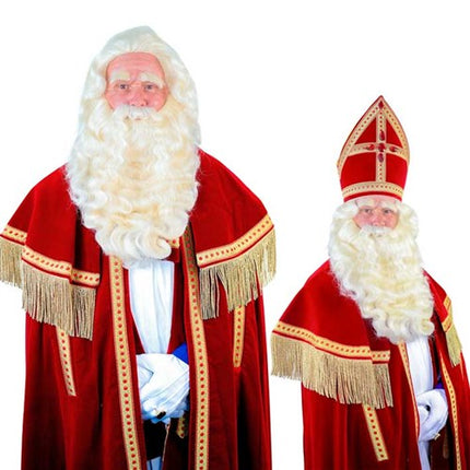 Sinterklaas Nep Baard Wit Deluxe Lang