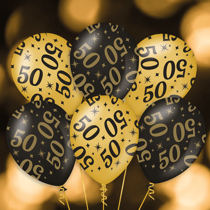 Ballonnen 100 Jaar Goud Zwart 30cm 6st van Paper Dreams koop je bij Partywinkel