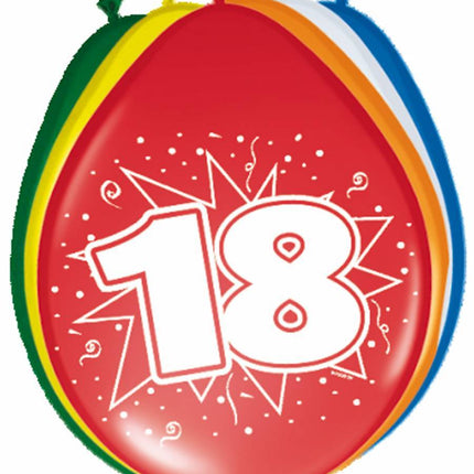 Ballonnen 18 Jaar 30cm 8st van Folat koop je bij Partywinkel