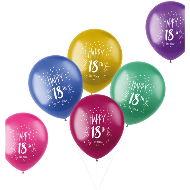 Ballonnen 18 jaar Happy 18th 33cm 6st van Folat koop je bij Partywinkel