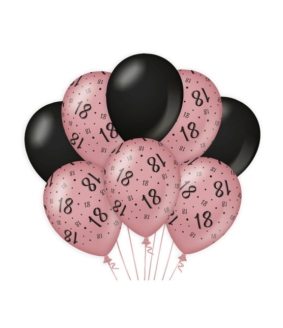 Ballonnen 18 Jaar Rose Zwart 30cm 8st van Paper Dreams koop je bij Partywinkel