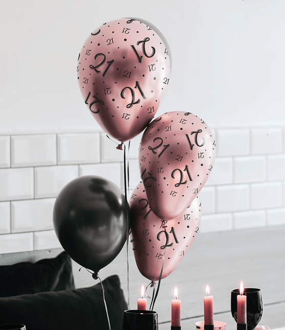 Ballonnen 18 Jaar Rose Zwart 30cm 8st van Paper Dreams koop je bij Partywinkel