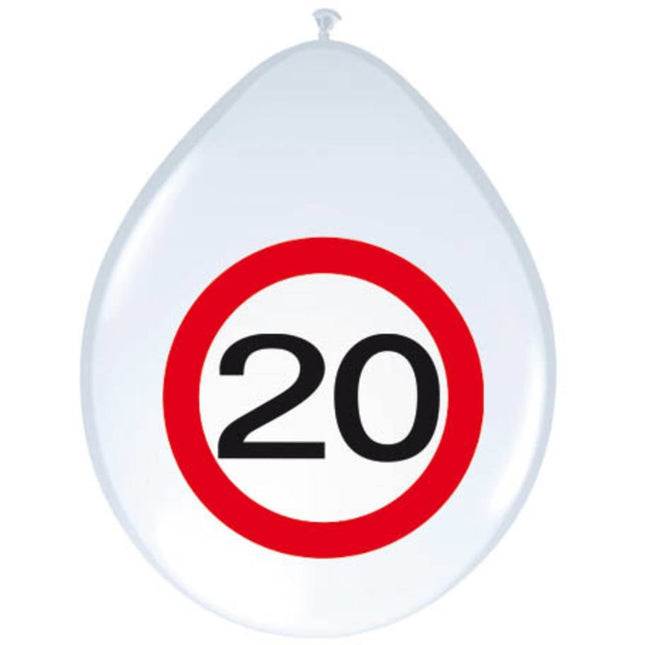 Ballonnen 20 Jaar Verkeersbord 30cm 8st van Folat koop je bij Partywinkel