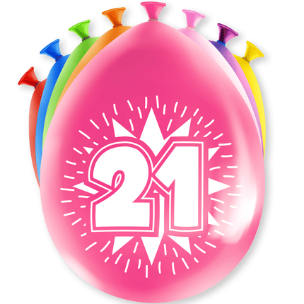 Ballonnen 21 Jaar Hoera 30cm 8st van Paper Dreams koop je bij Partywinkel