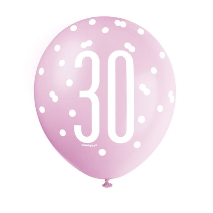 Ballonnen 30 Jaar Stippen 30cm 6st van Unique koop je bij Partywinkel