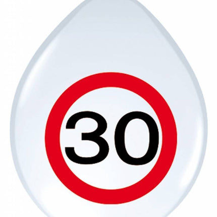 Ballonnen 30 Jaar Verkeersbord 30cm 8st van Folat koop je bij Partywinkel