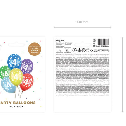 Ballonnen 4 Jaar Gekleurd Metallic 30cm 6st van Partydeco koop je bij Partywinkel