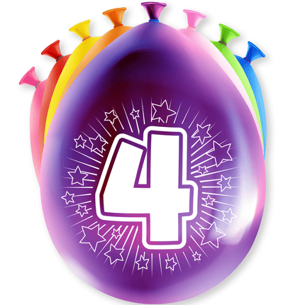 Ballonnen 4 Jaar Hoera 30cm 8st van Paper Dreams koop je bij Partywinkel