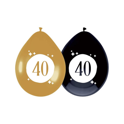 Ballonnen 40 Jaar Zwart Goud 30cm 6st van Haza Witbaard koop je bij Partywinkel