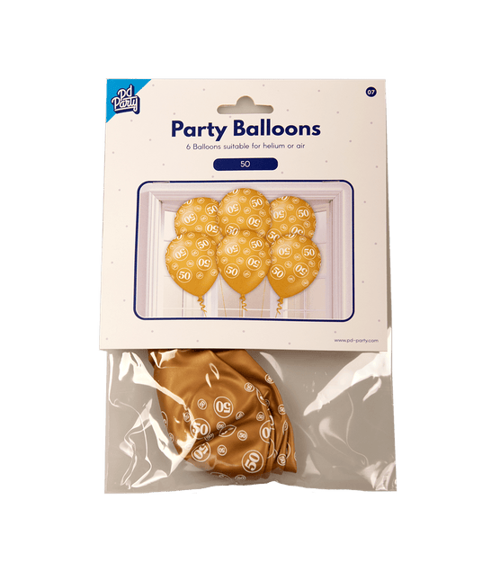 Ballonnen 50 Jaar 30cm 6st van Paper Dreams koop je bij Partywinkel
