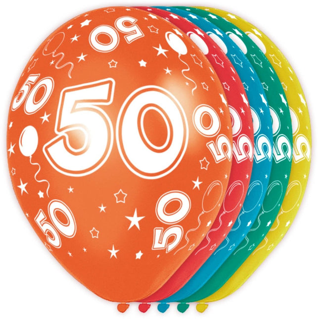 Ballonnen 50 Jaar Versiering 30cm 5st van Folat koop je bij Partywinkel