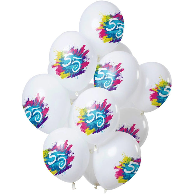 Ballonnen 55 Jaar Feest 30cm 12st van Folat koop je bij Partywinkel
