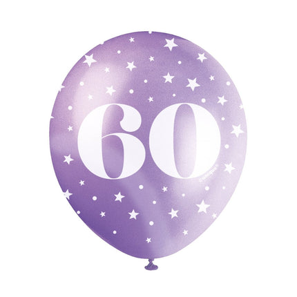 Ballonnen 60 Jaar Confetti 30cm 5st van Unique koop je bij Partywinkel