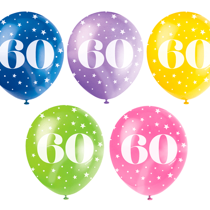 Ballonnen 60 Jaar Confetti 30cm 5st van Unique koop je bij Partywinkel