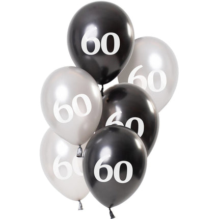 Ballonnen 60 Jaar Zwart 23cm 6st van Folat koop je bij Partywinkel