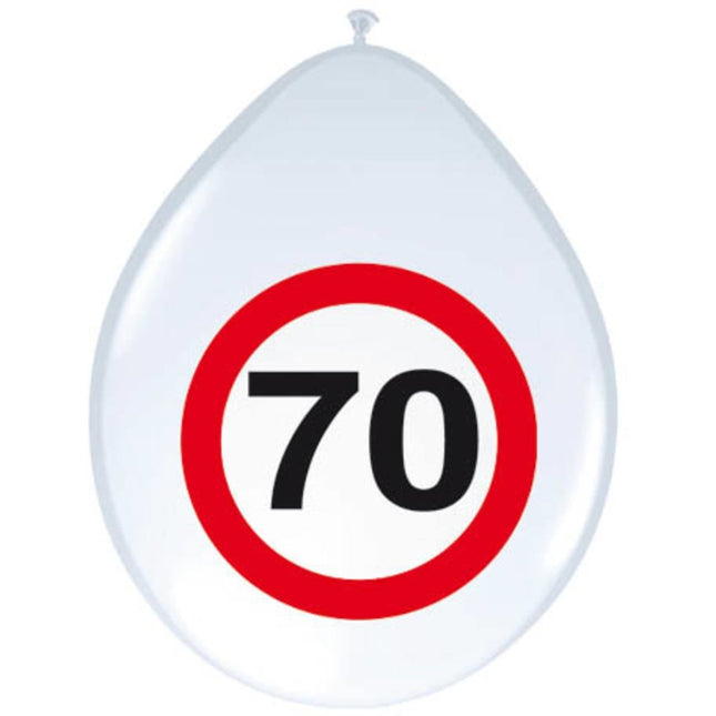 Ballonnen 70 Jaar Verkeersbord 30cm 8st van Folat koop je bij Partywinkel