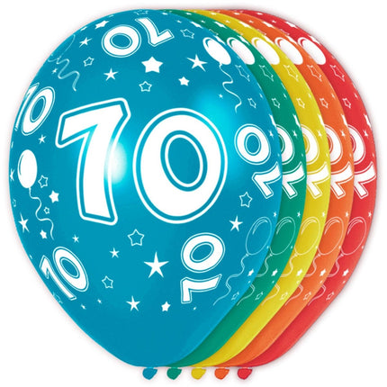 Ballonnen 70 Jaar Versiering 30cm 5st van Folat koop je bij Partywinkel