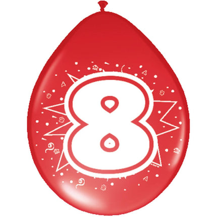 Ballonnen 8 Jaar 30cm 8st van Folat koop je bij Partywinkel