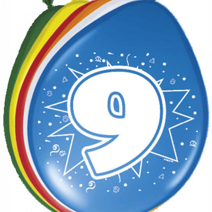 Ballonnen 9 Jaar 30cm 8st van Folat koop je bij Partywinkel