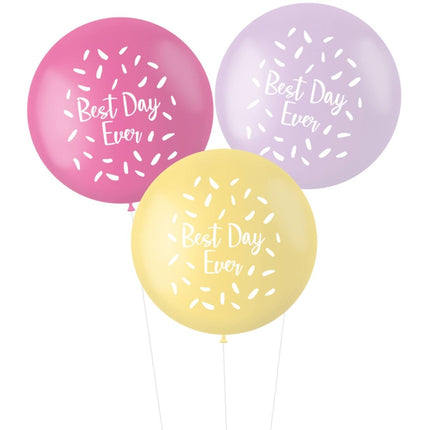 Ballonnen Best Day Ever Roze 80cm 3st van Folat koop je bij Partywinkel