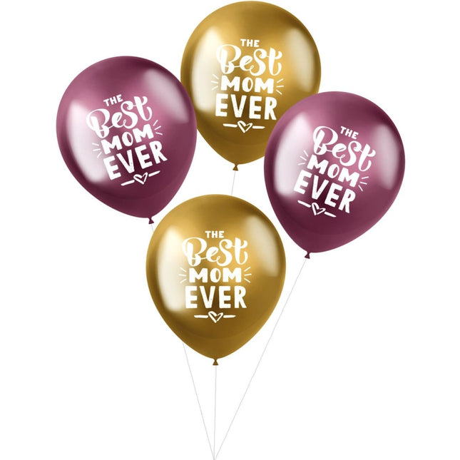 Ballonnen Best Mom Ever 33cm 4st van Folat koop je bij Partywinkel