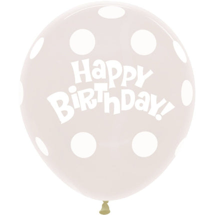 Ballonnen Birthday Dots Clear 45cm 25st van Sempertex koop je bij Partywinkel