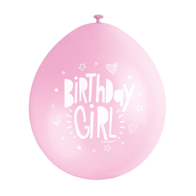 Ballonnen Birthday Girl 28cm 10st van Unique koop je bij Partywinkel