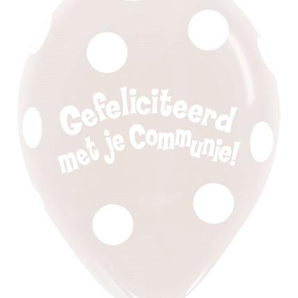 Ballonnen Communie Polka Dots Clear 30cm 25st van Sempertex koop je bij Partywinkel