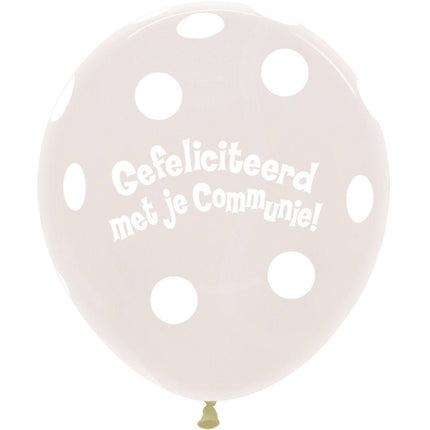 Ballonnen Communie Polka Dots Clear 45cm 25st van Sempertex koop je bij Partywinkel