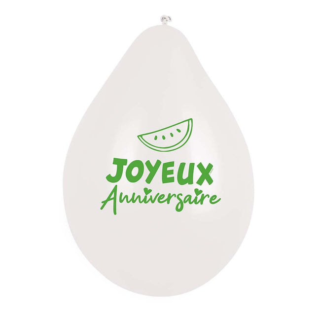 Ballonnen Fruit Joyeux Anniversaire 25cm 6st van Boland koop je bij Partywinkel