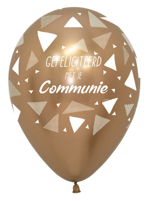 Ballonnen Gefeliciteerd Met Je Communie Triangles Reflex Gold 30cm 25st van Sempertex koop je bij Partywinkel