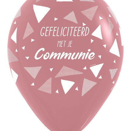 Ballonnen Gefeliciteerd Met Je Communie Triangles Rosewood 30cm 25st van Sempertex koop je bij Partywinkel