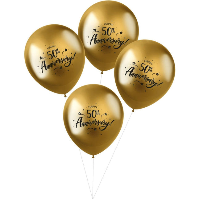 Ballonnen Happy 50Th Anniversary 33cm 4st van Folat koop je bij Partywinkel