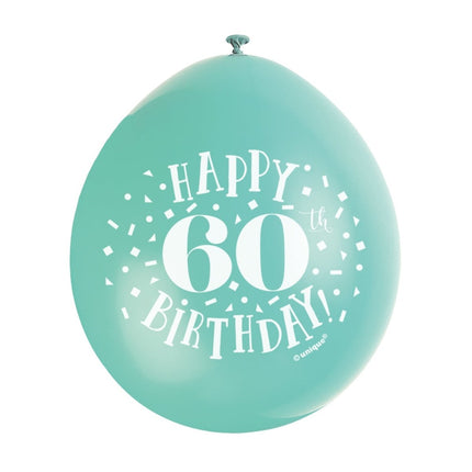 Ballonnen Happy Birthday 60 Jaar 28cm 10st van Unique koop je bij Partywinkel