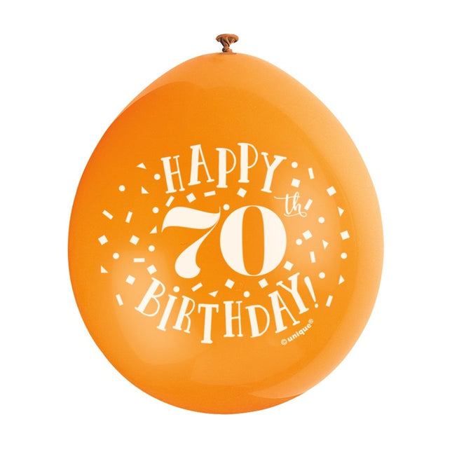 Ballonnen Happy Birthday 70 Jaar 28cm 10st van Unique koop je bij Partywinkel