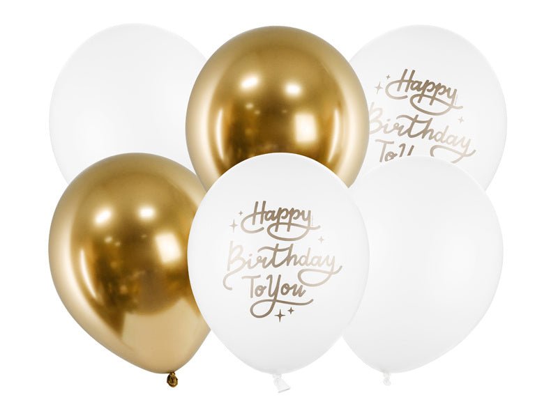 Ballonnen Happy Birthday To You Goud 30cm 6st van Partydeco koop je bij Partywinkel