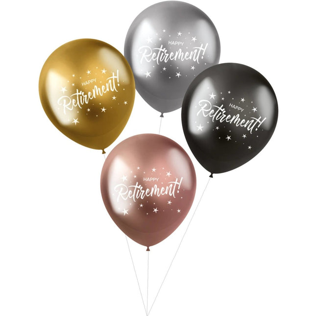 Ballonnen Happy Retirement 33cm 4st van Folat koop je bij Partywinkel