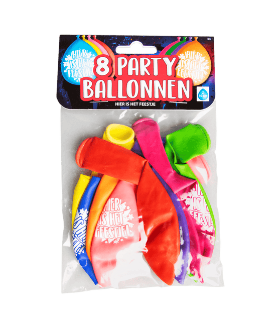 Ballonnen Hier is 't Feest 30cm 8st van Paper Dreams koop je bij Partywinkel