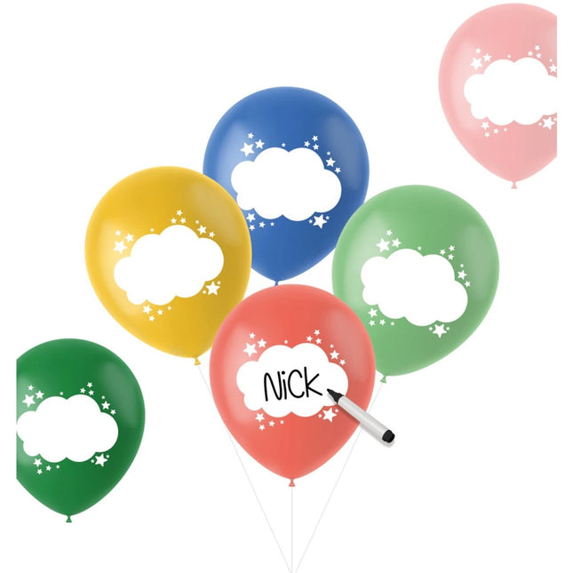 Ballonnen Schrijfbaar Gekleurd 33cm 6st van Folat koop je bij Partywinkel