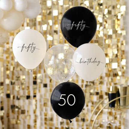Ballonnen Set 50 Jaar 30cm 5st van Ginger Ray koop je bij Partywinkel