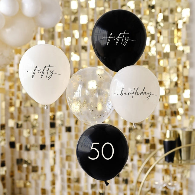 Ballonnen Set 50 Jaar 30cm 5st van Ginger Ray koop je bij Partywinkel