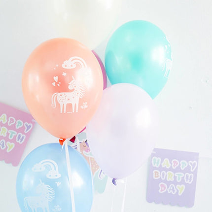 Ballonnen Unicorn & Regenboog 33cm 6st van Folat koop je bij Partywinkel