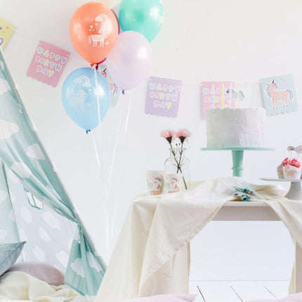 Ballonnen Unicorn & Regenboog 33cm 6st van Folat koop je bij Partywinkel